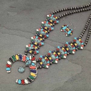Jewelry - Western Faux Turquoise Squash Blossom Necklace Jewelry - Western Faux Turquoise Squash Blossom Necklace